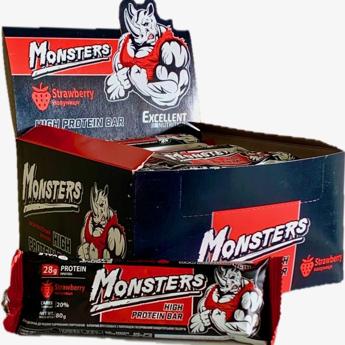 Protein Bars "Monsters” Strawberry 80 g 20 st.